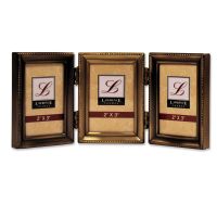 Lawrence Frames  Antique Pewter Hinged Triple 2x3 Picture Frame - Beaded Edge Design