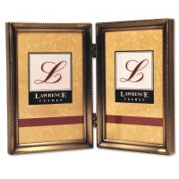 Lawrence Frames  Antique  Pewter Hinged Double 3.5x5 Picture Frame - Beaded Edge Design