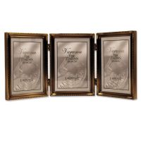 Lawrence Frames  Antique Pewter Hinged Triple 3.5x5 Picture Frame - Beaded Edge Design