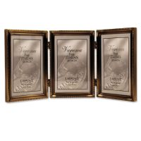 Lawrence Frames  Antique Pewter 4x6 Hinged Triple Picture Frame - Bead Border Design