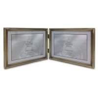 Lawrence Frames  11575D Brushed Pewter Bead 7x5 Hinged Double Picture Frame