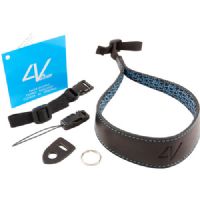 4V Design Ergo Large Leather Wrist Strap (Black/Cyan)