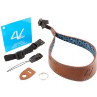 4V Design Ergo Large Leather Wrist Strap (Brown/Cyan)