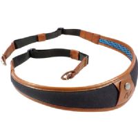 4V Design ALA Canvas and Leather Camera Neck Strap with Metal Ring (Black/Brown)