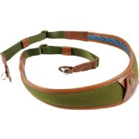 4V Design ALA Canvas and Leather Camera Neck Strap with Metal Ring (Green/Brown)
