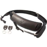 4V Design Large Leather & Cotton Lusso DSLR Camera Neck Strap (Black/Cyan)
