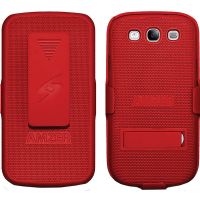 Amzer Shellster with Kickstand For Galaxy S III, Red