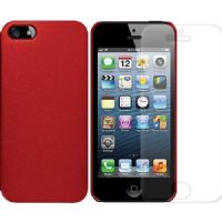 Amzer 94508 1 MM Super Slim Case with Screen Protector For iPhone 5, Red