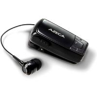 AZECA AZM04BK Clip On Bluetooth Headset with Retractable Earbud, Black