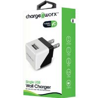 CHARGEWORX CX2601BK Single USB Wall Charger, Black