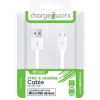Chargeworx 3ft Micro-USB Sync & Charge Cable, White