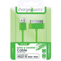 Chargeworx 3ft 30-Pin Sync & Charge Cable, Green