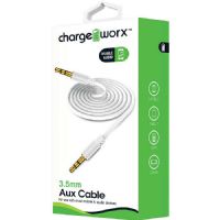 CHARGEWORX CX4616WH 3ft Aux Audio Cable, White