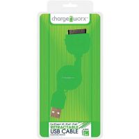 Chargeworx Retractable 30-Pin Sync & Charge Cable, Green
