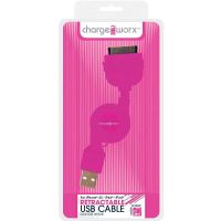 Chargeworx Retractable 30-Pin Sync & Charge Cable, Pink