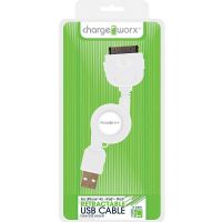 Chargeworx Retractable 30-Pin Sync & Charge Cable, White