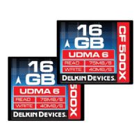 Delkin Devices 16GB CF 500X 2 Pack CompactFlash Memory Cards, Rated 500X - 75MB/s Read, 40MB/s Write