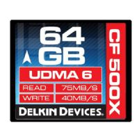 Delkin Devices 64GB CF500X CompactFlash Memory Cards, Rated 500X - 75MB/s Read, 40MB/s Write