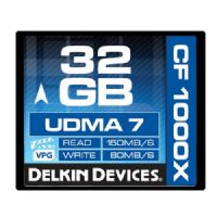 Delkin Devices 32GB CF1000X Rugged CompactFlash Memory Cards, Rated 1000X - 150MB/s Read, 80MB/s Write