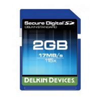 Delkin Devices 2GB SD '115X (17R/9W) Pro Secure Digital Memory Cards, Rated 163X - 24MB/s Read, 17MB/s Write