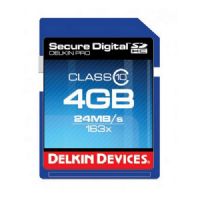 Delkin Devices 4GB SDHC 163X Pro Secure Digital Memory Cards, Rated 163X - 24MB/s Read, 17MB/s Write