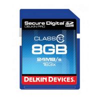 Delkin Devices 8GB SDHC 163X Pro Secure Digital Memory Cards, Rated 163X - 24MB/s Read, 17MB/s Write
