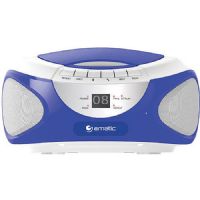 EMATIC EBB9224BL CD Boombox with AM/FM Radio, Bluetooth Audio & Speakerphone, Blue