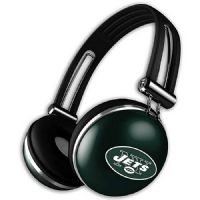iHip NFLHP28NYJ NFL Rugged Headphones with Built-in Mic, New York Jet