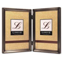 Lawrence Frames  Antique Pewter 4x6 Hinged Double Picture Frame - Bead Border Design