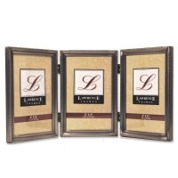 Lawrence Frames  Antique Pewter 4x6 Hinged Triple Picture Frame - Bead Border Design