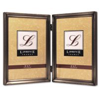 Lawrence Frames  Antique Pewter 5x7 Hinged Double Picture Frame - Bead Border Design