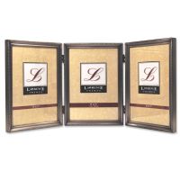 Lawrence Frames  Antique Pewter 5x7 Hinged Triple Picture Frame - Bead Border Design