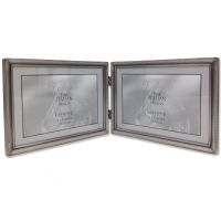 Lawrence Frames  11575D Brushed Pewter Bead 7x5 Hinged Double Picture Frame