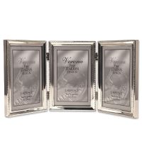 Lawrence Frames  Polished Silver Plate 4x6 Hinged Triple Picture Frame - Bead Border Design