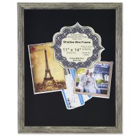 Lawrence Frames 11x14 Gray Shadow Box Frame with Decorative Classic Design - Black Linen Display Area