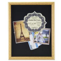 Lawrence Frames 11x14 Gold Shadow Box Frame with Decorative Classic Design - Black Linen Display Area