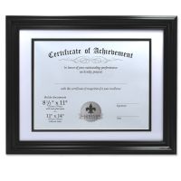 Lawrence Frames Dual Use Black 11x14 Certificate Picture Frame with Double Bevel Cut Matting for 8.5x11 Document