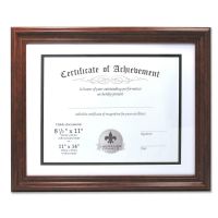 Lawrence Frames Dual Use Walnut 11x14 Certificate Picture Frame with Double Bevel Cut Matting for 8.5x11 Document