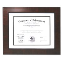 Lawrence Frames Dual Use Mahogany Faux Burl 11x14 Certificate Picture Frame with Double Bevel Cut Matting for 8.5x11 Document