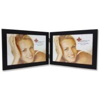 Lawrence Frames  230075D Black Aluminum 7x5 Hinged Double Picture Frame