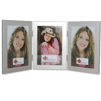 Lawrence Frames  Brushed Silver 4x6 Hinged Triple Metal Picture Frame