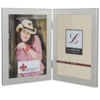 Lawrence Frames  Brushed Silver 5x7 Hinged Double Metal Picture Frame