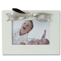 Lawrence Frames  4x6 Ivory Wood Picture Frame with Ivory and Brown Ribbon