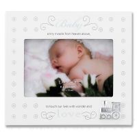 Lawrence Frames  Cream And Blue Polka Dot 4x6 Picture Frame - Baby And Train Design