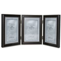 Lawrence Frames  4x6 Hinged Triple (Vertical) Metal Picture Frame Oil Rubbed Bronze with Delicate Beading