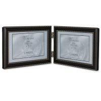 Lawrence Frames  4x6 Hinged Double (Horizontal) Metal Picture Frame Oil Rubbed Bronze with Delicate Beading