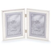 Lawrence Frames  510745D Silver Plated Double Bead 4x5 Hinged Double Picture Frame