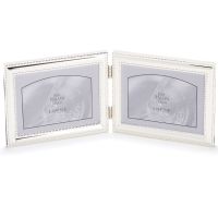 Lawrence Frames  510775D Silver Double Bead 7x5 Hinged Double Picture Frame