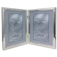 Lawrence Frames  510780D Silver Plated Double Bead 8x10 Hinged Double Picture Frame