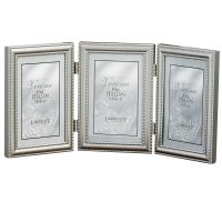 Lawrence Frames  4x6 Hinged Triple (Vertical) Metal Picture Frame Pewter Finish with Delicate Beading